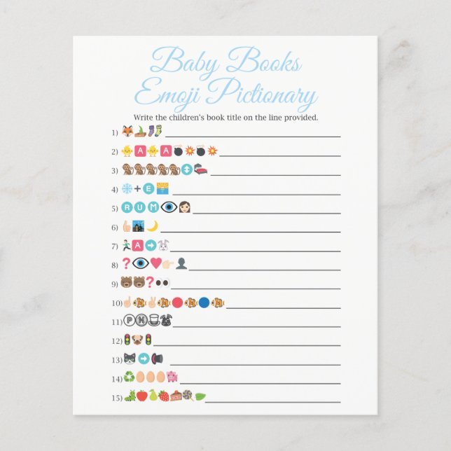 Papier Blue Baby Books Emoji Pictionary Jeu (Devant)