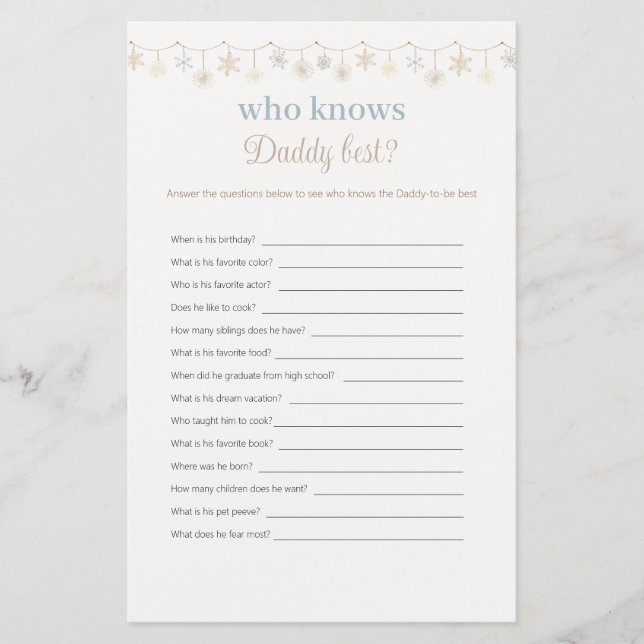 Papier Blue Boho Qui Connaît Papa Meilleur Baby shower Je (Devant)