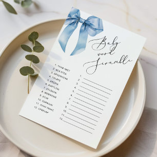 Papier Blue bow Baby mot Scramble bbaby shower jeu