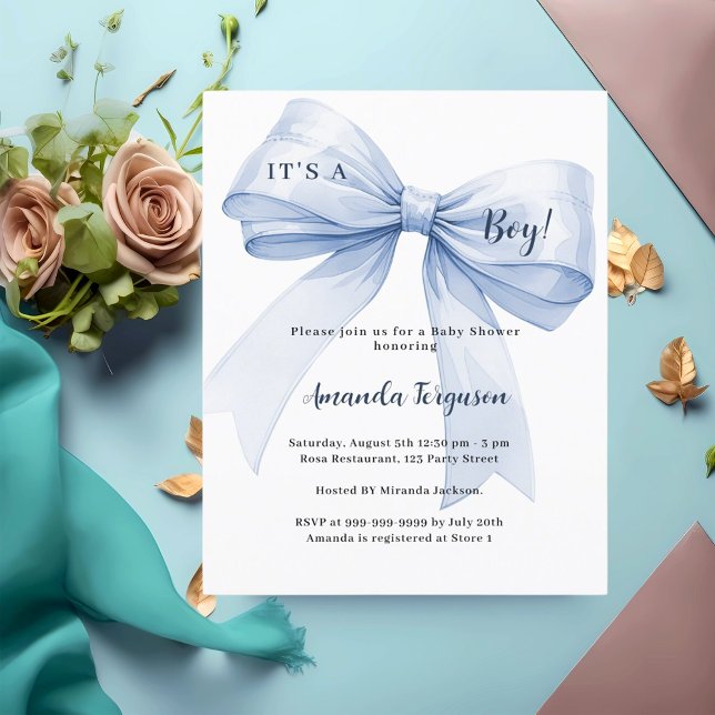 Papier Blue bow c'est une invitation Baby shower garçon (Créateur téléchargé)