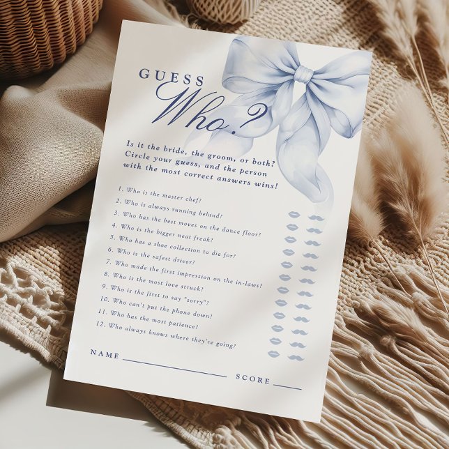 Papier Blue Bow Fête des mariées Devinez qui a dit le jeu (Créateur téléchargé)