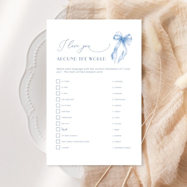 Papier Blue Bow Je T'Aime Autour De La Fête des mariées M (Créateur téléchargé)