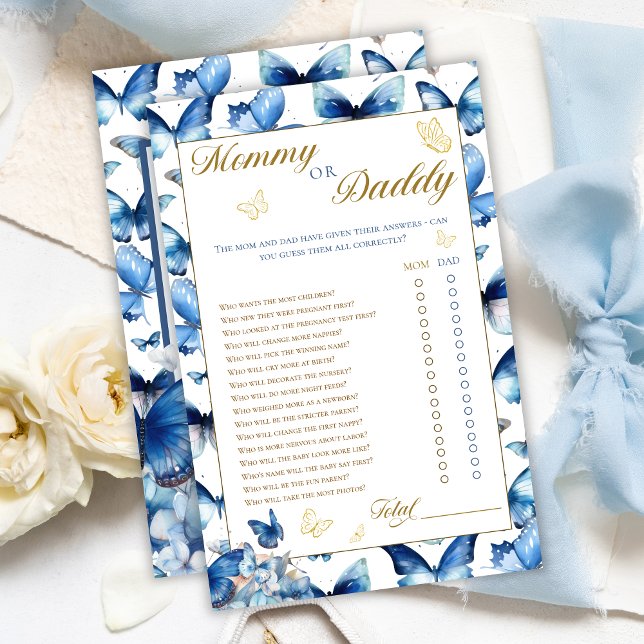 Papier Blue Butterfly Gold Accent maman ou papa jeu (Créateur téléchargé)