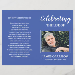 Papier Blue Celebration of Life Funeral Program