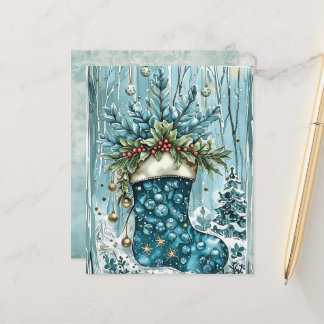 Papier Blue Christmas Stocking Scrapbook Paper