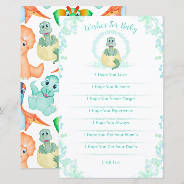 Papier Blue Dinosaur Baby shower Game Wives For Baby (Devant / Derrière)