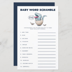 Papier Blue Dinosaur Baby Word Scramble Jeu