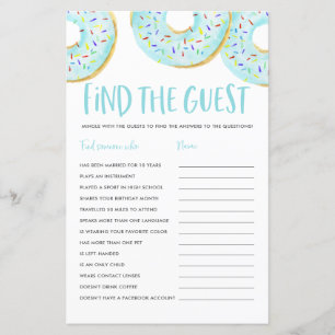 Papier Blue Donuts Trouvez le jeu de Baby shower invité