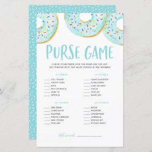 Papier Blue Donuts What's In Your Purse Baby shower Jeu
