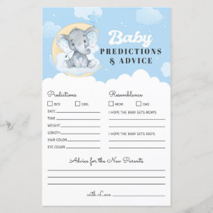 Papier Blue Elephant Baby Prediction et de conseil Jeu