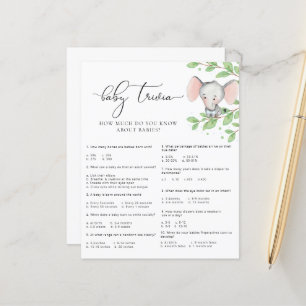 Papier Blue Elephant Baby shower Baby Trivia Jeu