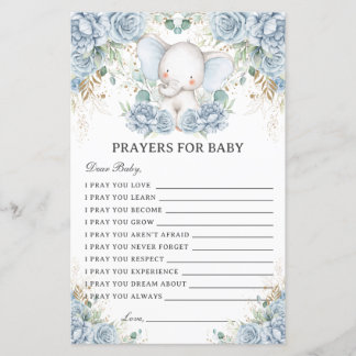 Papier Blue Elephant Prayers for Baby Showers Activity