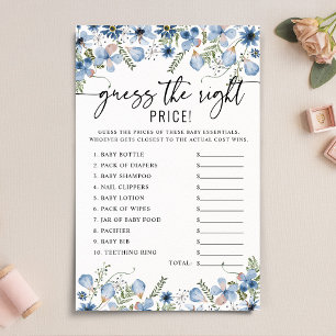 Papier Blue Floral devine le bon prix jeu Baby shower