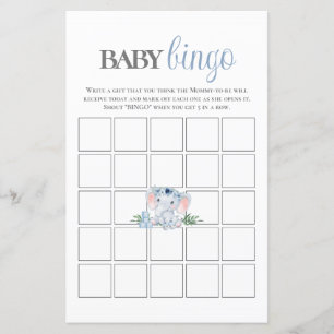 Papier Blue Floral Elephant Baby shower Jeu