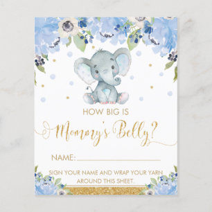 Papier Blue Floral Elephant How Big is Mommy's Belly Game