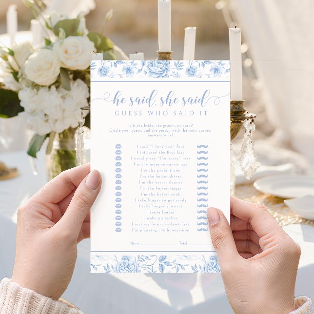Papier Blue Floral He said She said Bridal Shower Game (Créateur téléchargé)