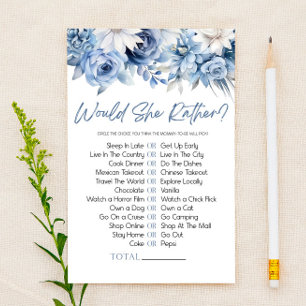 Papier Blue Floral Voudrait-Elle Plutôt Baby shower Jeu