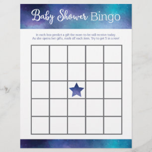 Papier Blue Galaxy Baby shower Bingo Jeu