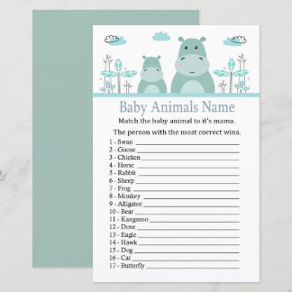 Papier Blue Hippo Baby Animaux Nom Jeu