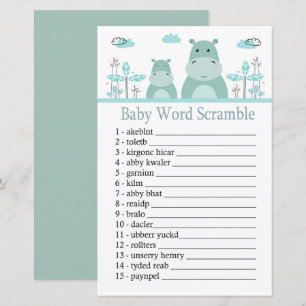 Papier Blue Hippo Baby jeu de mots scramble