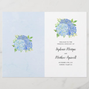 Papier Blue Hydrangea Bouquet Mariage Ordre de service