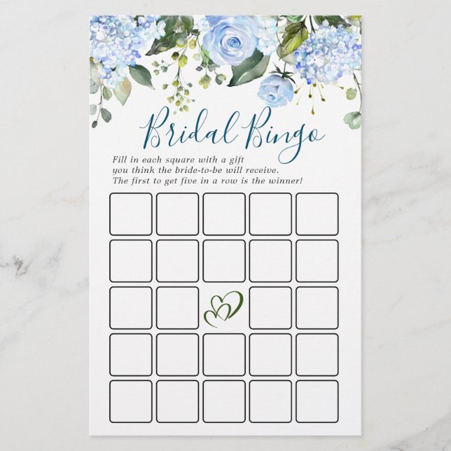 Papier Blue Hydrangea Green Fête des mariées Jeu (Devant)