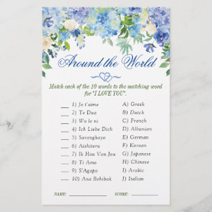 Papier Blue Hydrangea Watercolor Fête des mariées Jeu