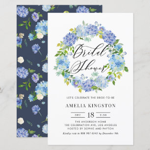Papier Blue Hydrangea Wreath Bridal Show Invitation