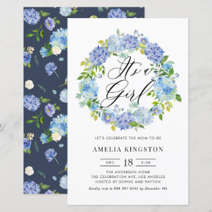 Papier Blue Hydrangea Wreath C'est une invitation fille