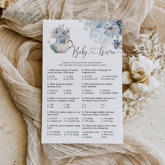 Papier Blue Hydrangeas jeu fleur sauvage bébé trivia (Créateur téléchargé)