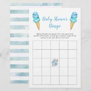 Papier Blue Ice Cream Baby shower Bingo Jeu