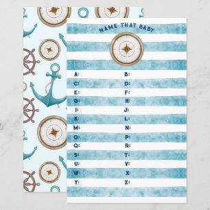 Papier Blue Nautical Sailor Baby shower Nom Ce Bébé
