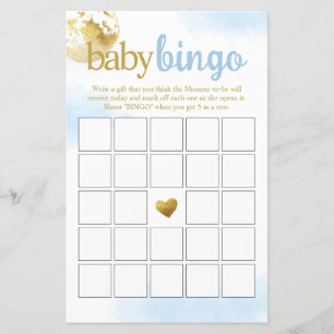 Papier Blue Over the Moon Baby Bingo Baby shower Jeu