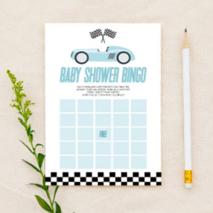 Papier Blue Race Car Bingo Baby shower Jeu