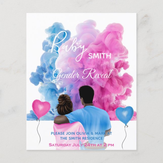 Papier Blue rose fumée couple sexe révéler l'invitation (Devant)