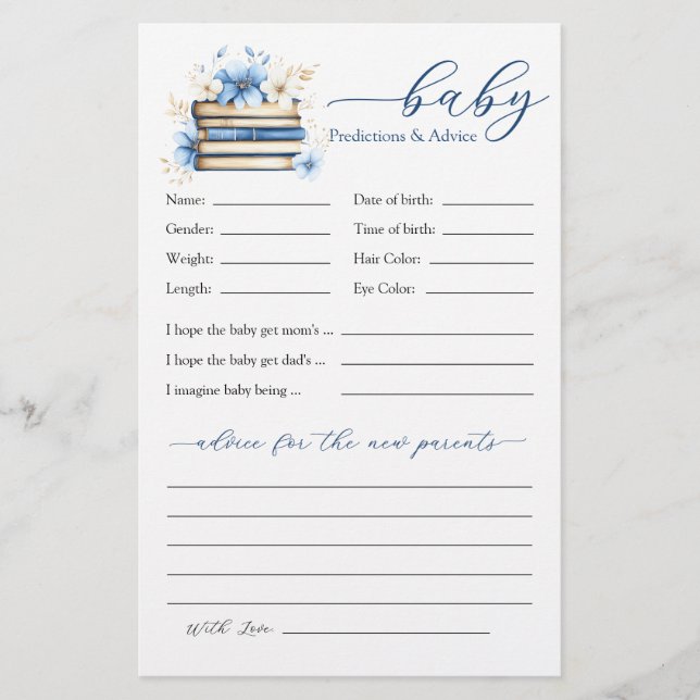 Papier Blue Storybook Baby Brunch Predictions and Advice (Devant)