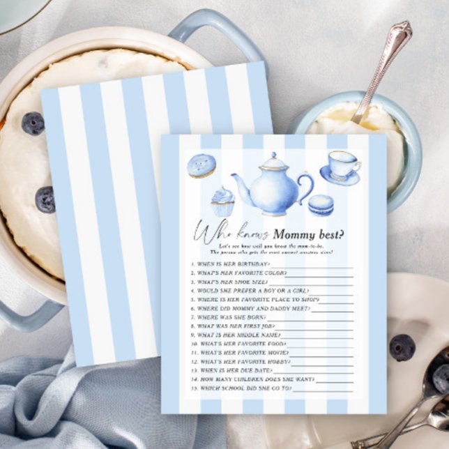 Papier Blue tea party - Qui connaît maman meilleur jeu (Créateur téléchargé)