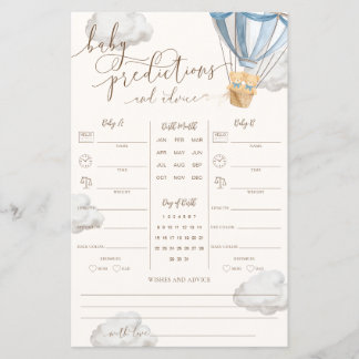 Papier Blue Teddy Bear Twins Baby Predictions Game