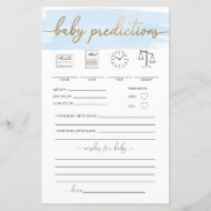 Papier Blue Watercolor Baby Predictions Jeu