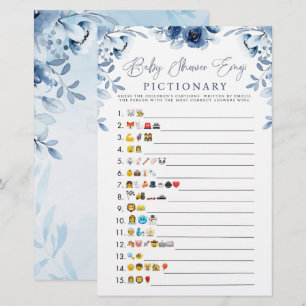 Papier Blue Watercolor Baby shower Emoji Jeu