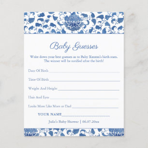 Papier Blue White Guess Baby Birth Stats Jeu de douche Ca