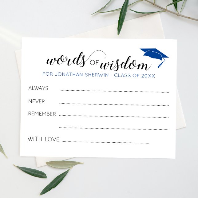Papier Blue Words of Wisdom Grad Casquette Conseils de gr (Créateur téléchargé)