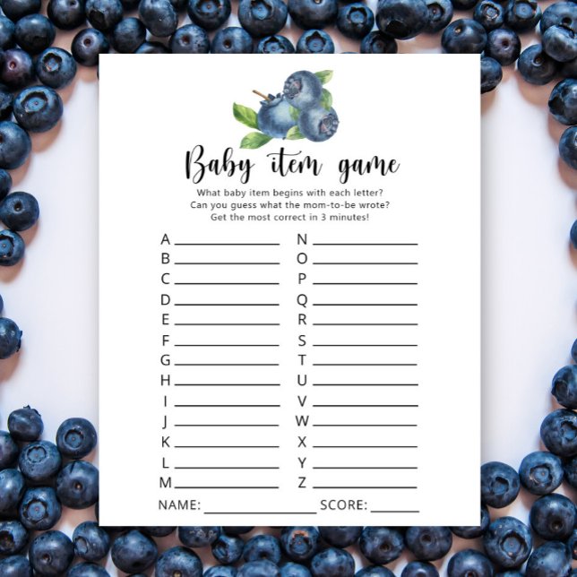 Papier Blueberry - Baby Item Jeu - Baby shower Jeu (Créateur téléchargé)