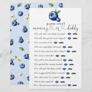 Papier Blueberry Baby shower "Devinez qui" Jeu