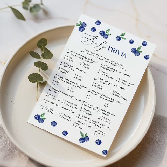 Papier Blueberry Baby Trivia jeu de baby shower (Créateur téléchargé)