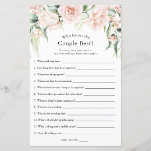 Papier Blush and Greenery Who Knows the Couple Best Game
