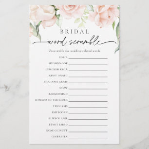Papier Blush Floral Bridal Mot Scramble Jeu de douche