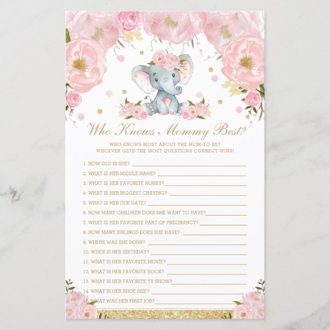 Papier Blush Floral Elephant Qui Connaît Mommy Meilleur J (Devant)