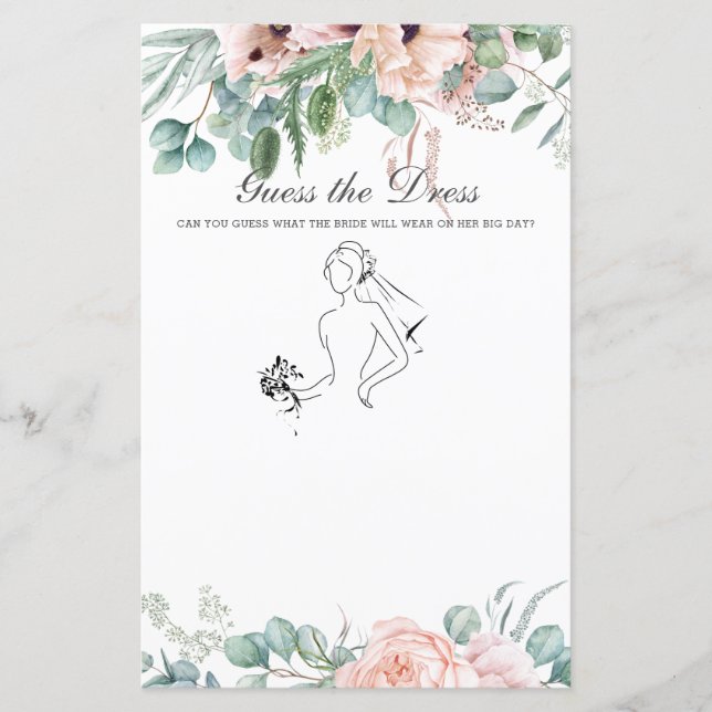 Papier Blush Floral Guess Dress Fête des mariées Jeu (Devant)