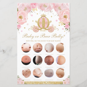 Papier Blush Floral Princess Jeu de ventre de bébé ou de